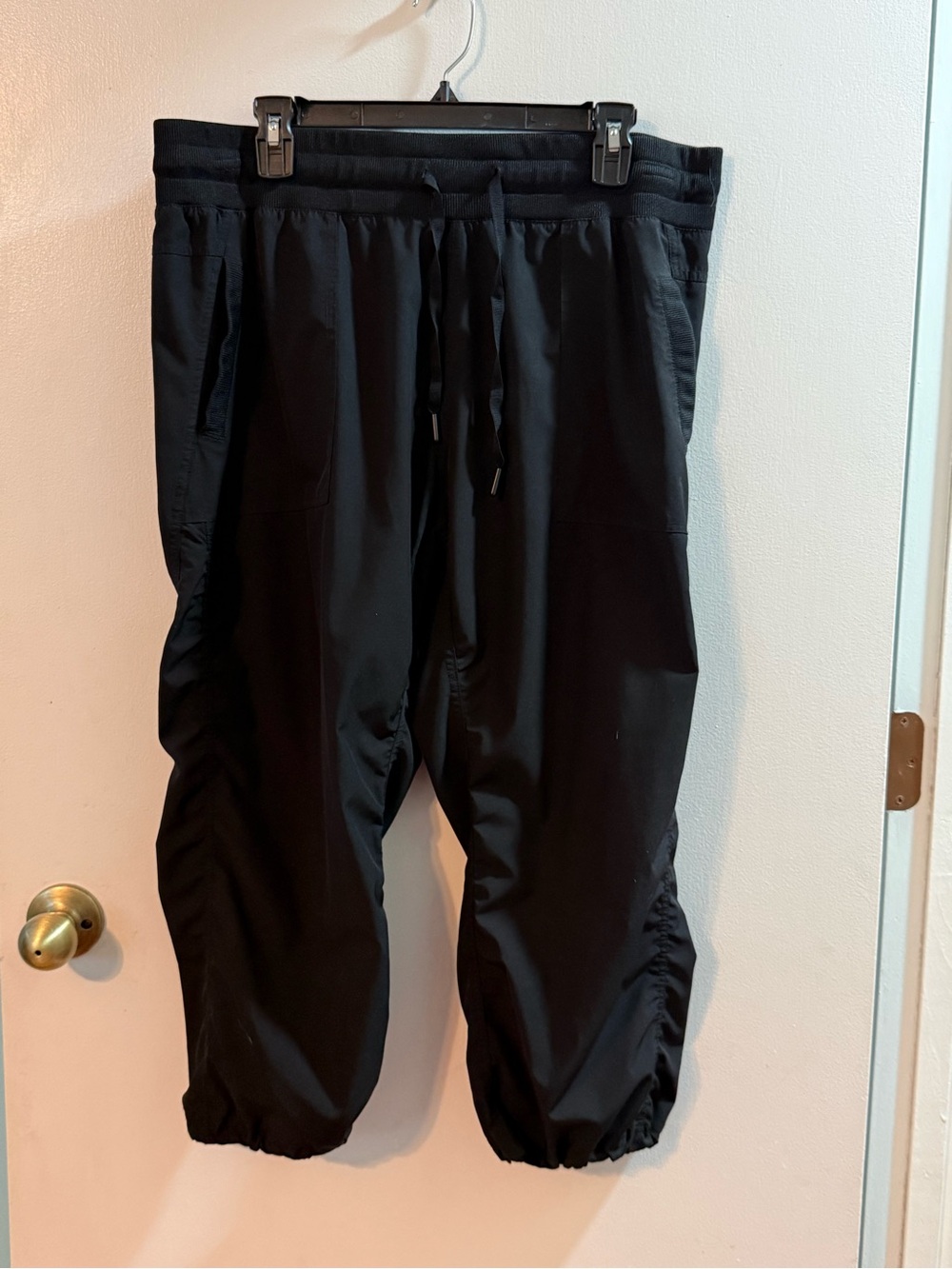 Kyodan Black Workout Capris XL Drawstring Jogger Cropped Gym Athletic Loungewear